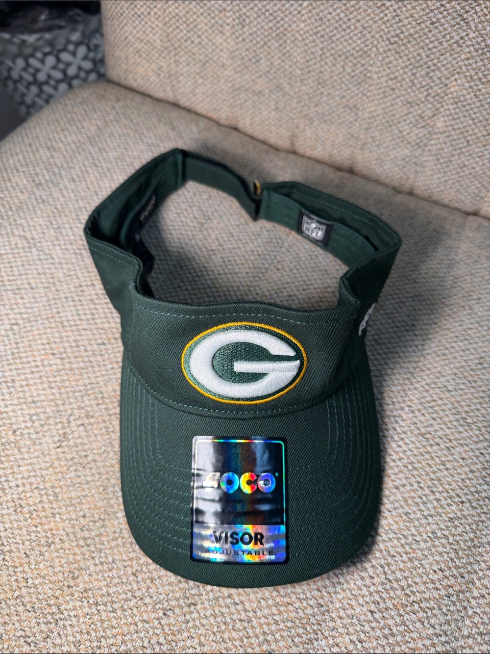 NWT Green Bay Green Visor - Adjustable Team Cap